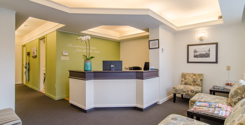 Photo of the front desk reception area at Victoria BC dentist
