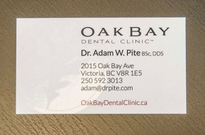 Dr-Pite-Business Card-Victoria-BC Dentist-Oak-Bay Dental-Clinic-Photo